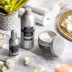 Tesori d'Oriente body cream application shows quick, absorbing hydration.