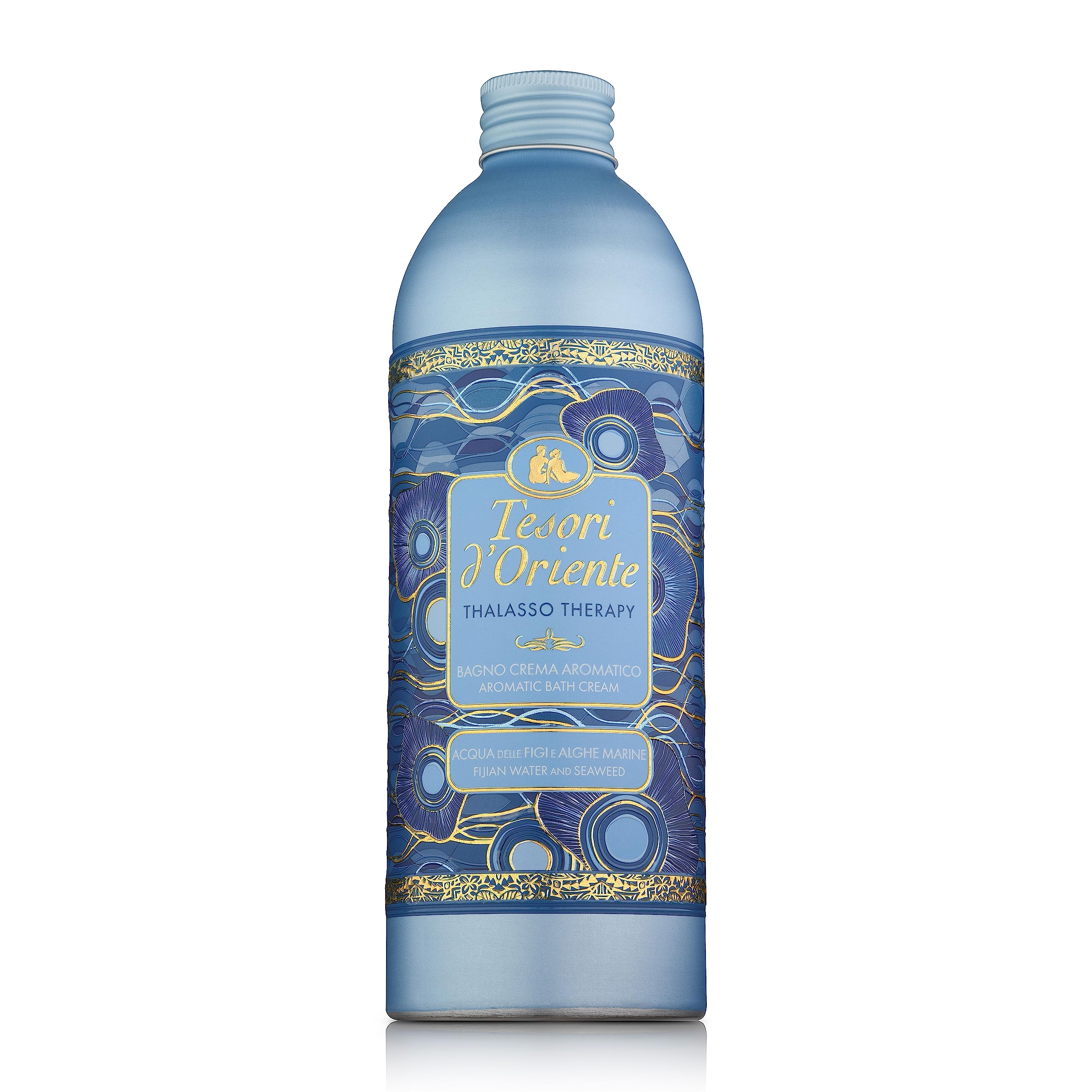 Tesori d'Oriente bubble bath bottle closeup highlights premium packaging for a luxurious soak