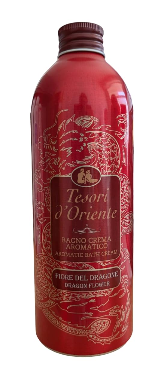 Tesori d'Oriente Dragon Flower Cream Bath label highlights premium Italian import