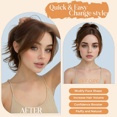 TESSHAIR clip-in bangs deliver salon-quality human hair texture you can style at home.