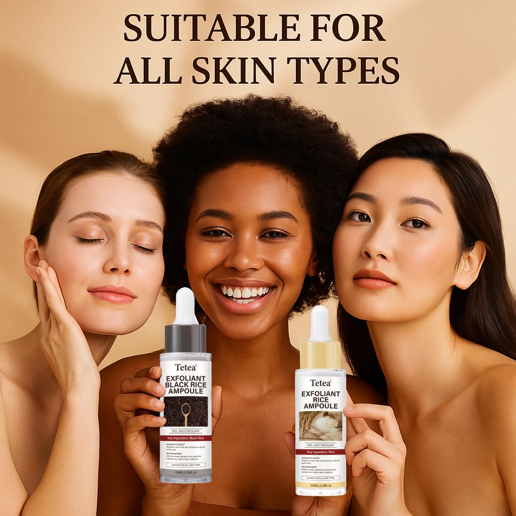 Tetea Peel Shot Glow Black Rice ampoule bottle highlights pore refinement at a glance.