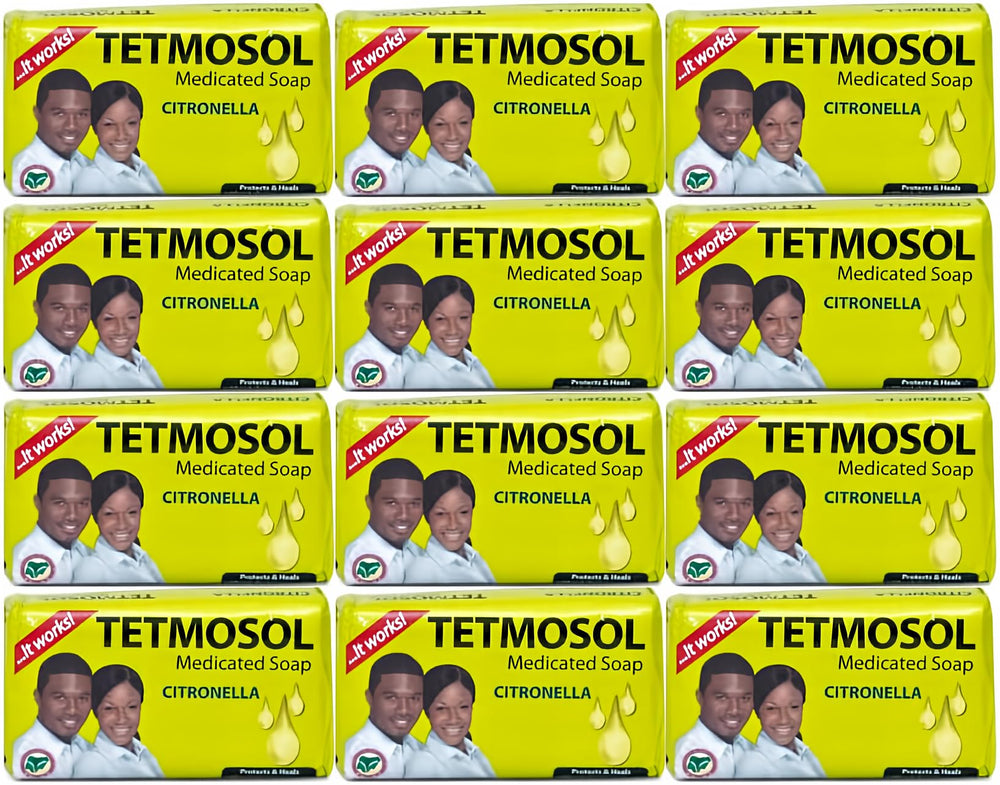 Tetmosol soap 85g pack of 12, clean and refreshing for daily skin care.