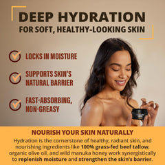 Close-up of balm texture highlighting rich hydration for rough patches