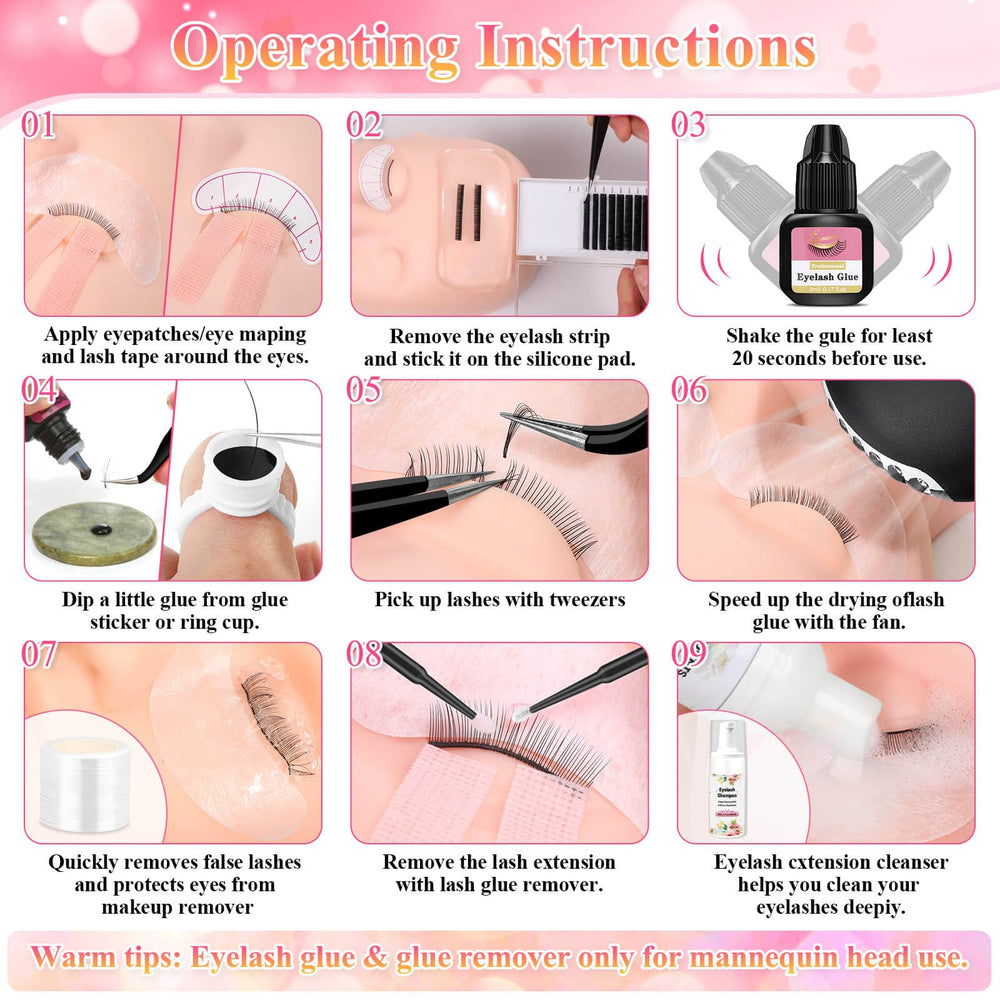 Tetutor precision tools including tweezers and under-eye pads for precise application.