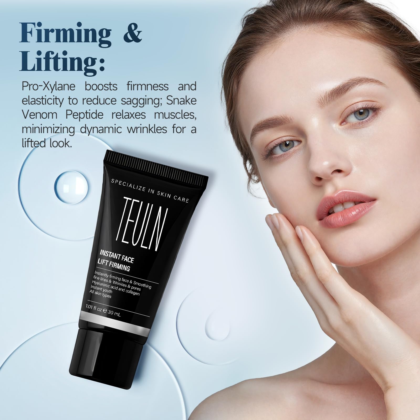 TEULN 2.0 cream close-up with silky texture indicating hydration and lift