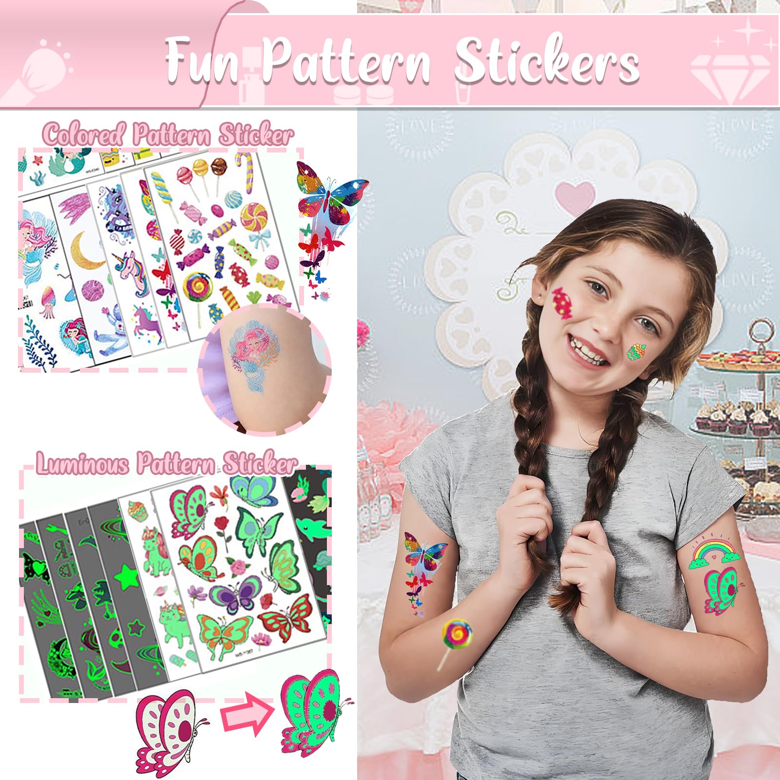 TEUVO 25 colored and glow in the dark pattern stickers spark imagination