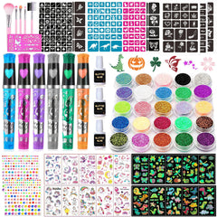 TEUVO glitter tattoo kit with 25 colors for vibrant temporary designs