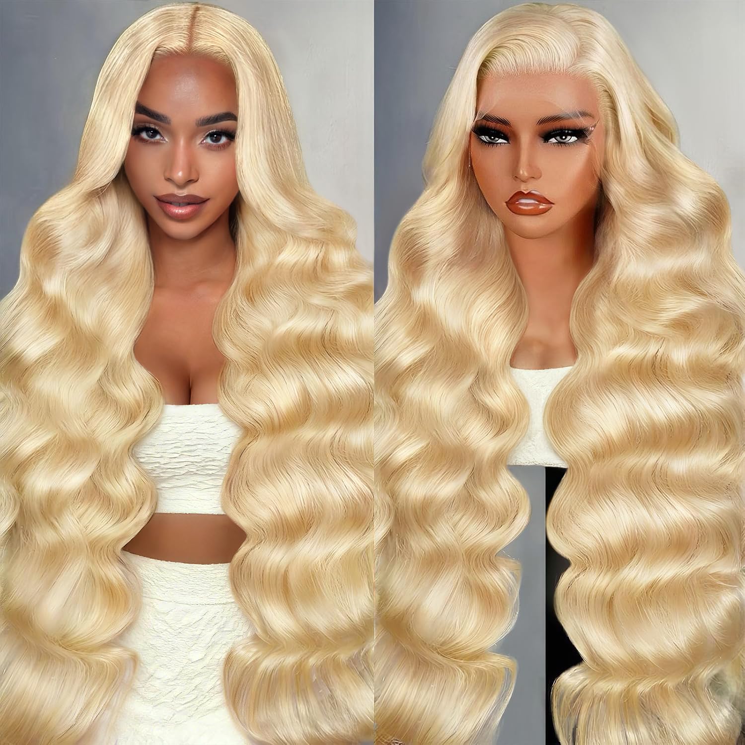 Texiora 32 inch 613 lace front wig front view with natural part