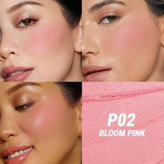 Close-up swatch of TFIT cushion blush for buildable pink color