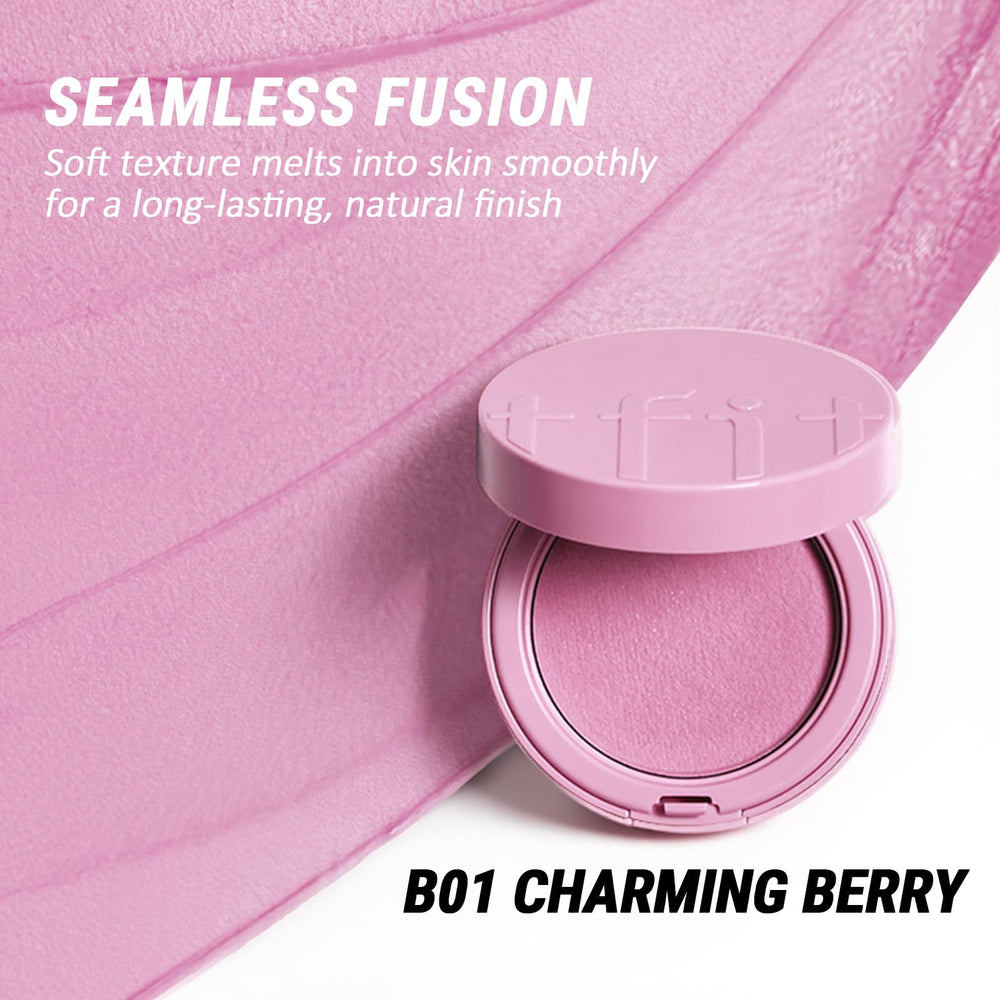 Compact 0.1 oz TFIT cushion blush for travel-ready makeup.