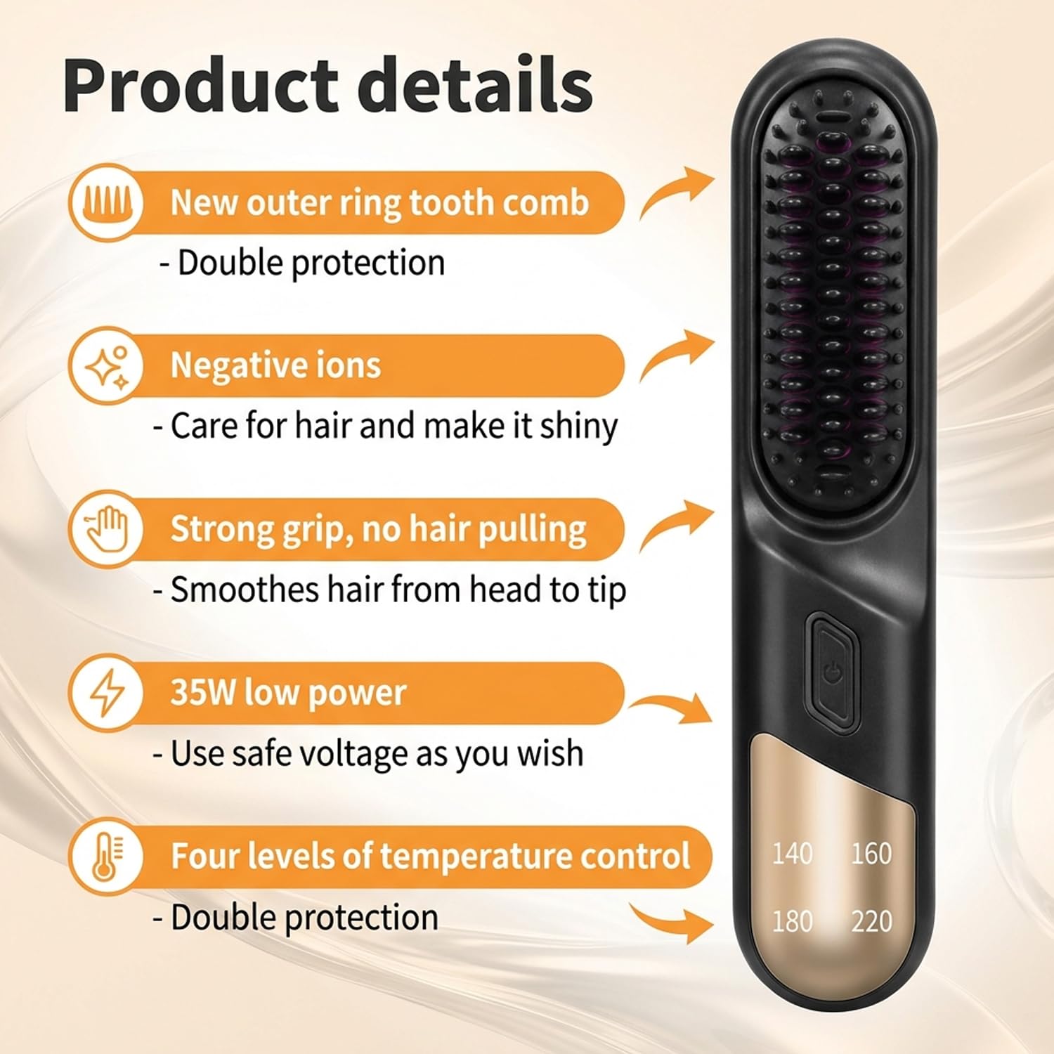 TFITWL Go Brush Pro rounded teeth minimize pulling during detangling