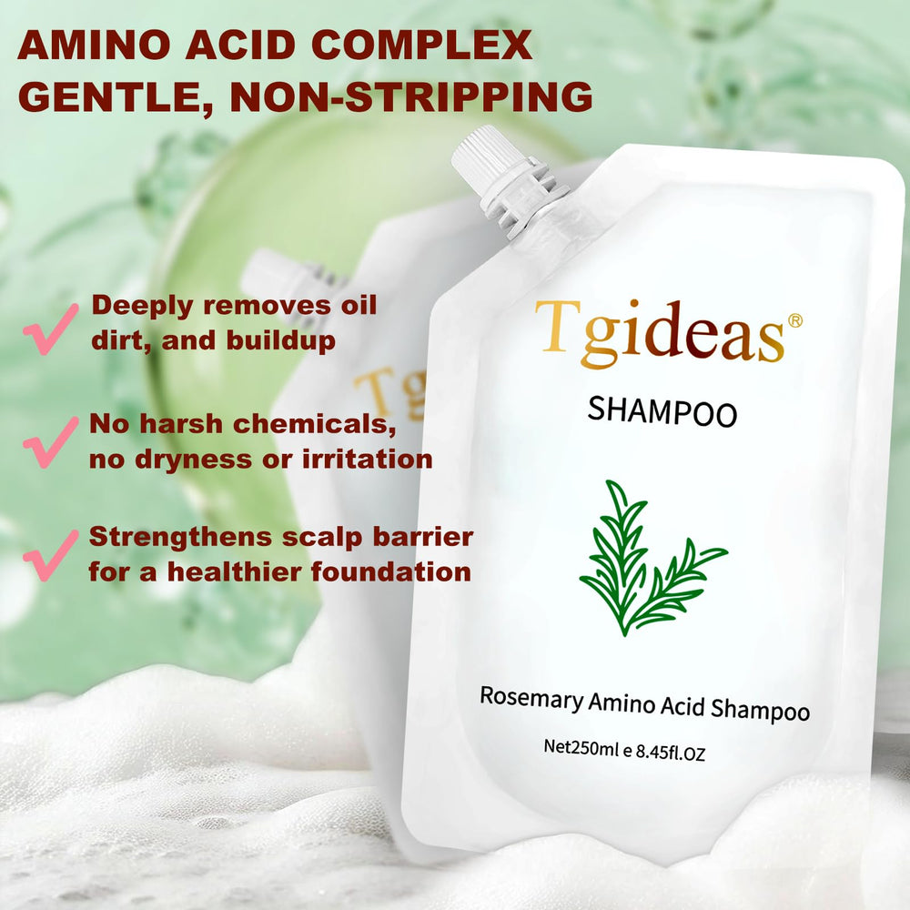 Tgideas Rosemary Amino Acid Shampoo label closeup highlights organic rosemary