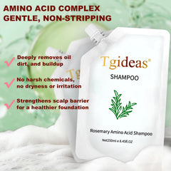 Tgideas Rosemary Biotin Amino Acid Shampoo back-label shows paraben-free vegan formula for gentle care.