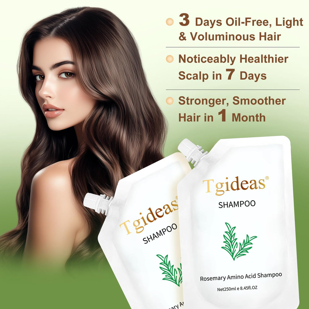 Tgideas shampoo on shelf scene communicates spa-like ritual at home.