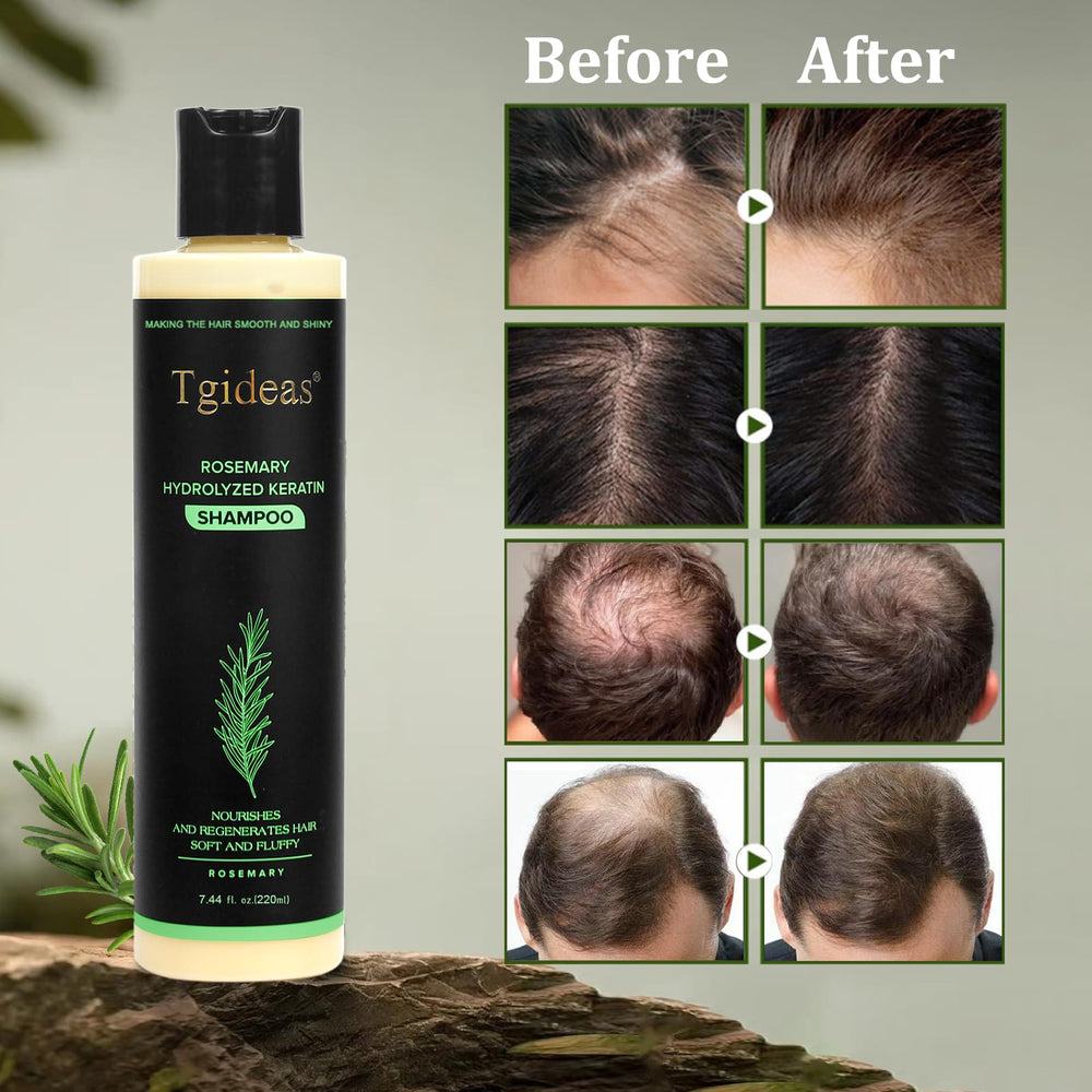 Rosemary Shampoo ingredients visual with nourishing botanicals and keratin