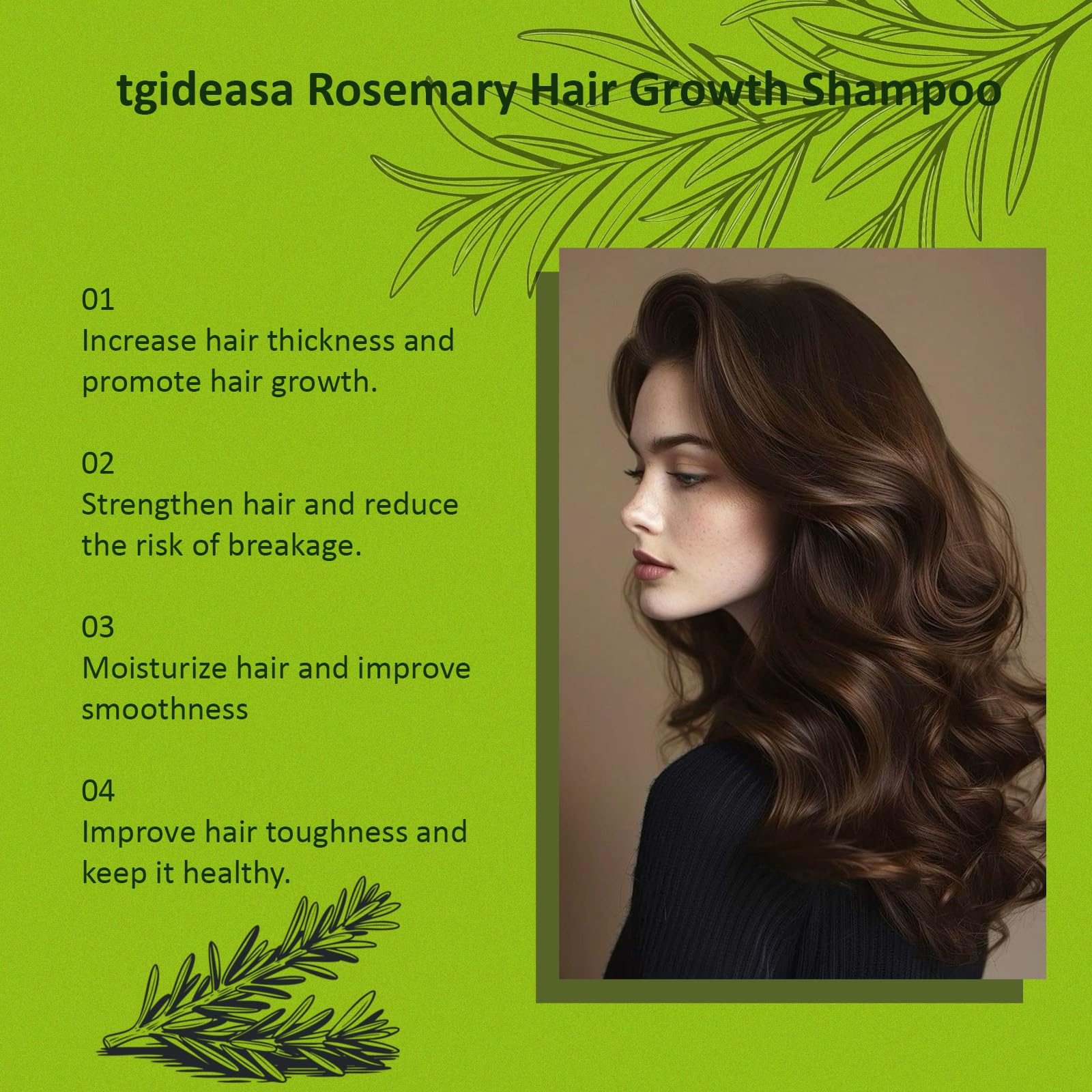 TGIDEASA Rosemary Shampoo label close-up emphasizing natural blend