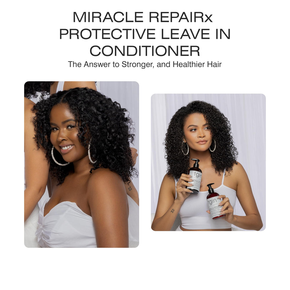 Curly model using Miracle RepaiRx for soft, manageable hair