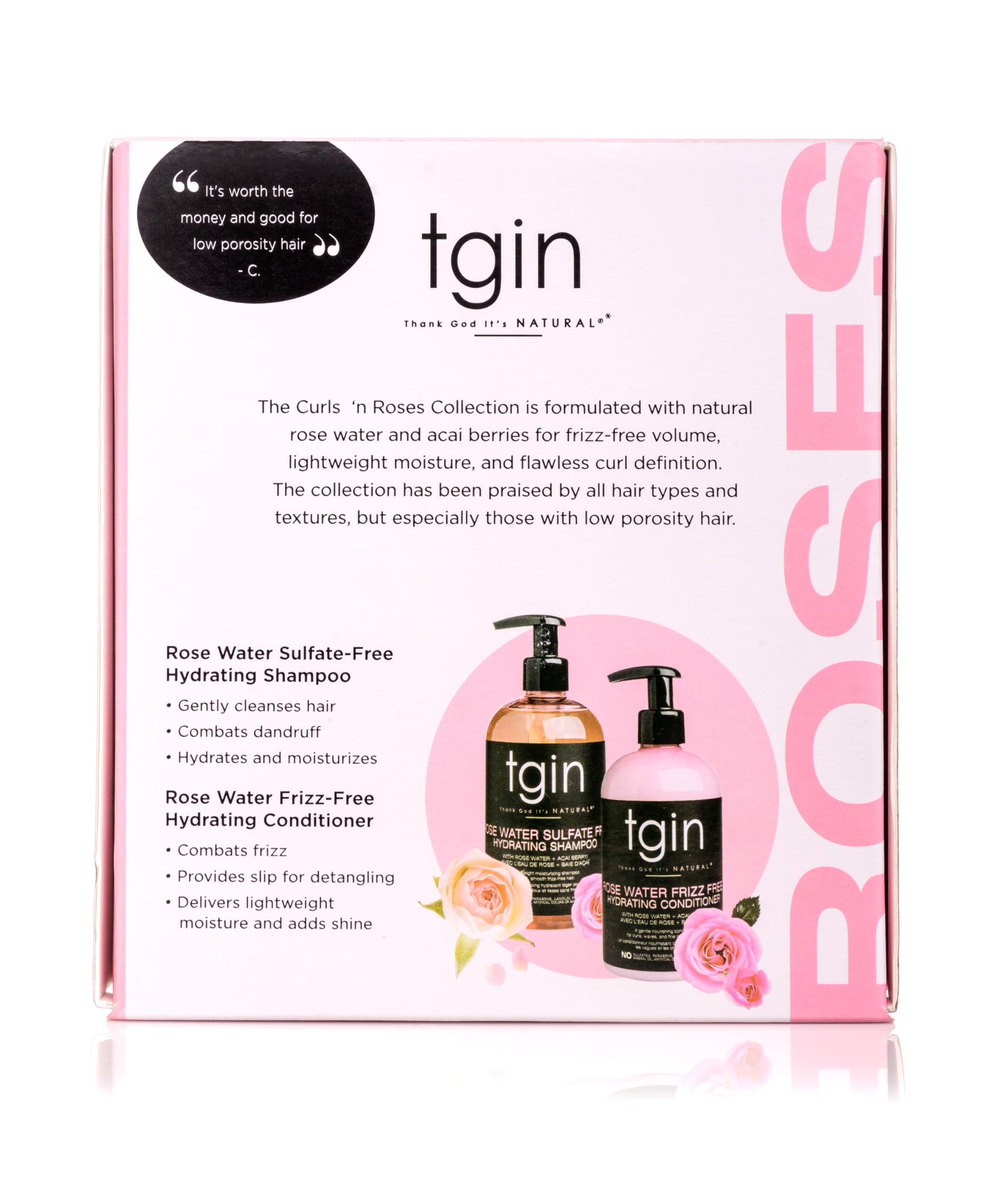 Rose Water color-treated hair care image emphasizes gentle cleansing and shine