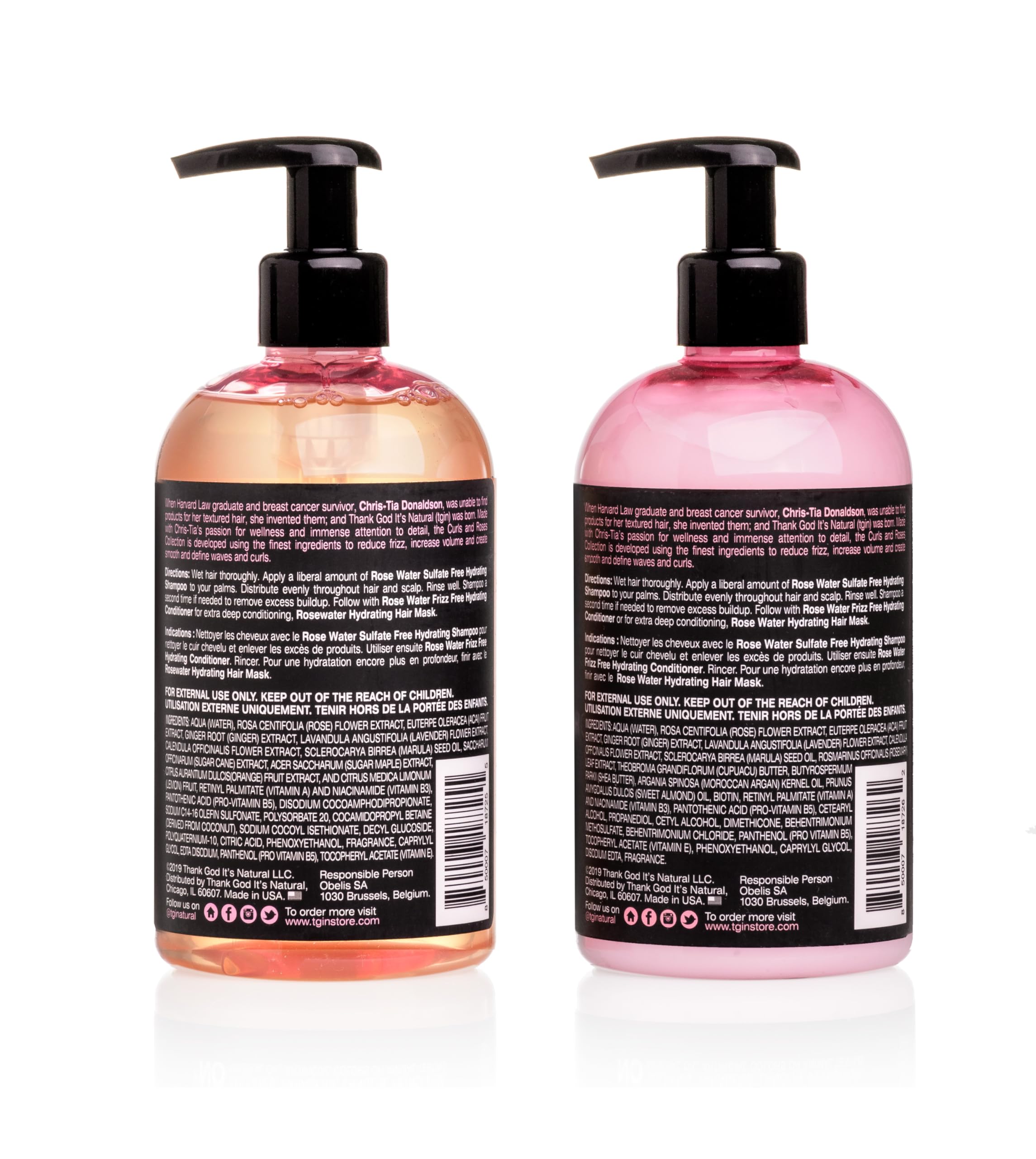 Rose Water Conditioner bottle application showing detangling and shine