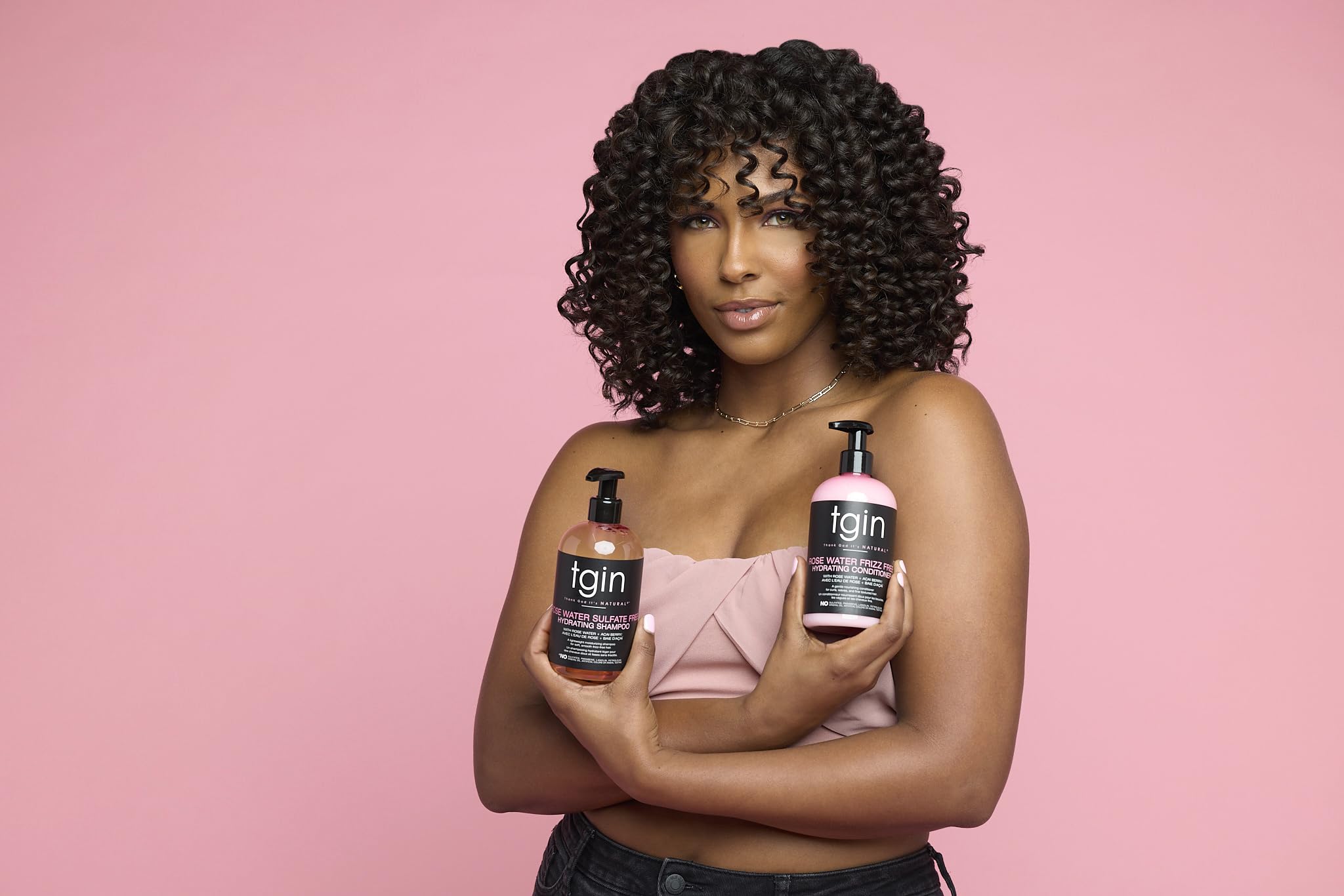 TGIN Rose Water Defining Styling Gel jar for curl definition and frizz control.