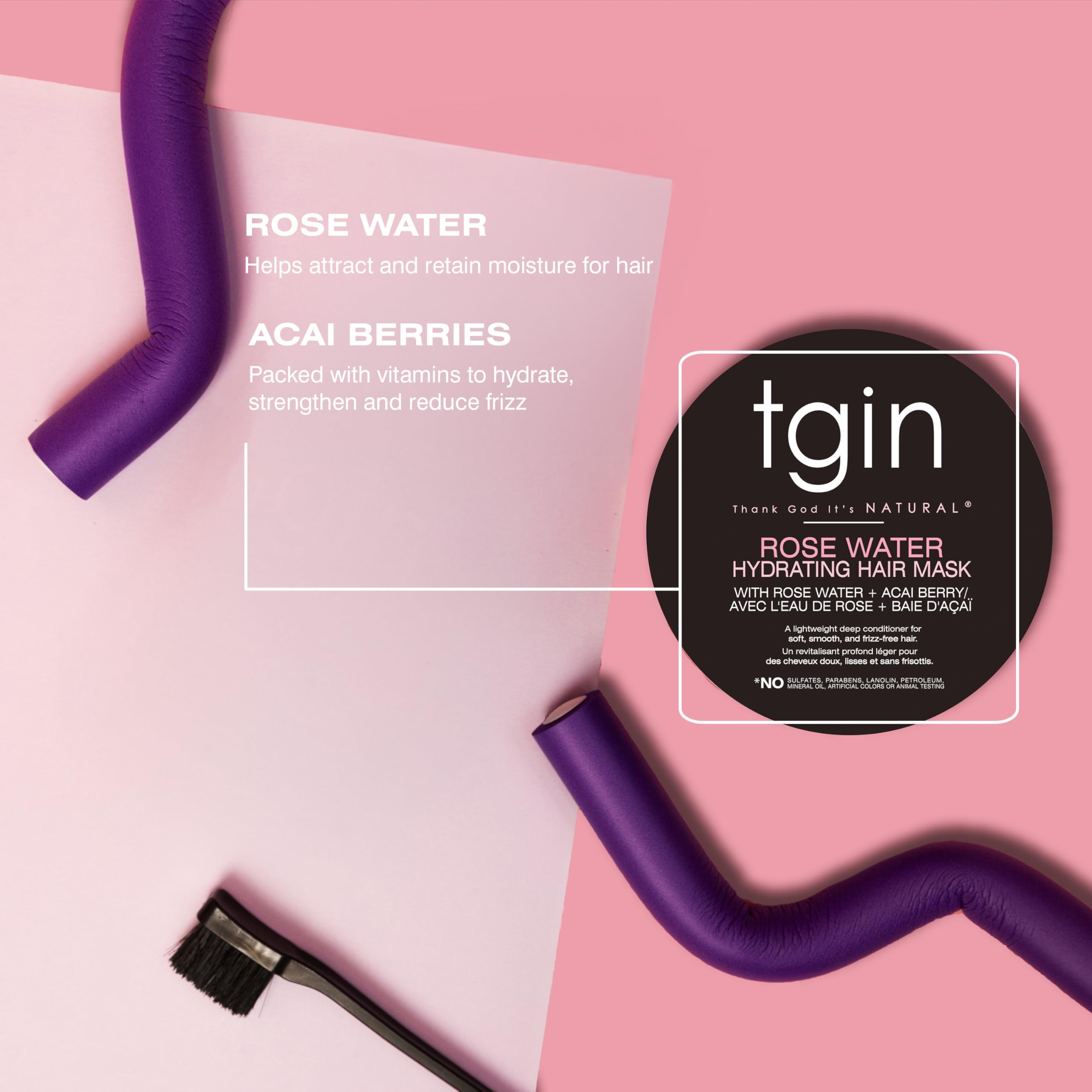 tgin Rose Water Hair Mask nourishes for soft, shiny curls