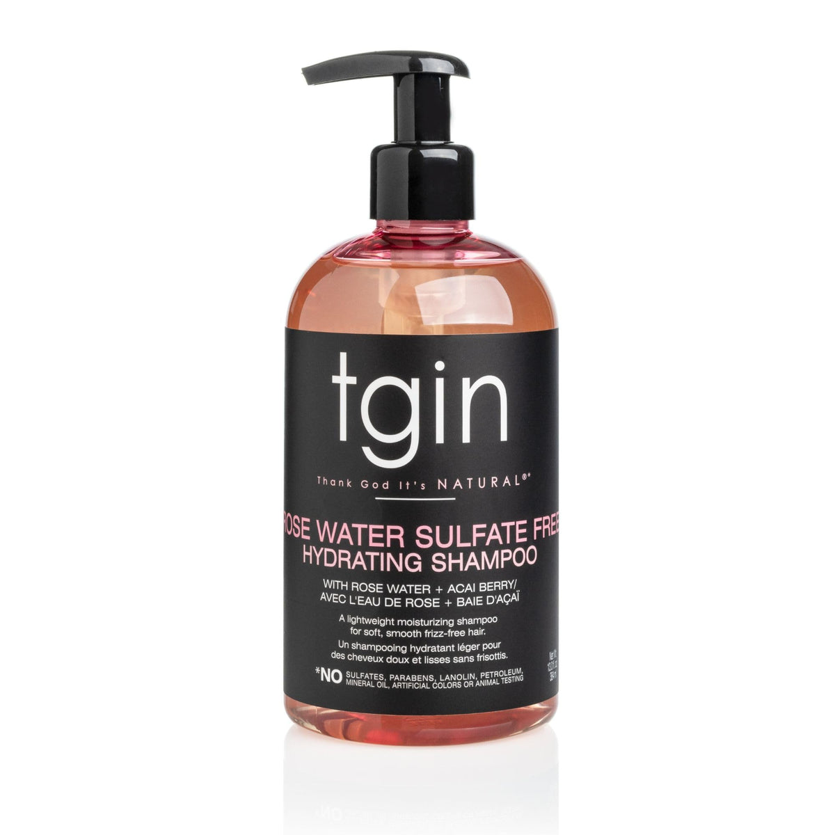 Thank God It's Natural Rose Water Shampoo bottle delivers lightweight hydration for curls.