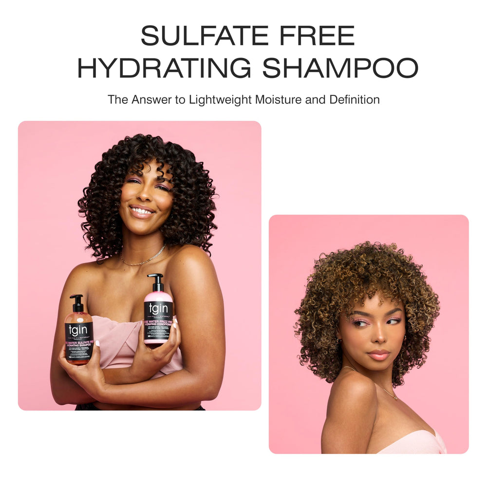 Curly hair after washing shows definition and bounce from tgin Rose Water Shampoo.