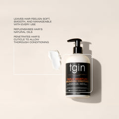 tgin triple moisture conditioner wet hair application showing slip for detangling