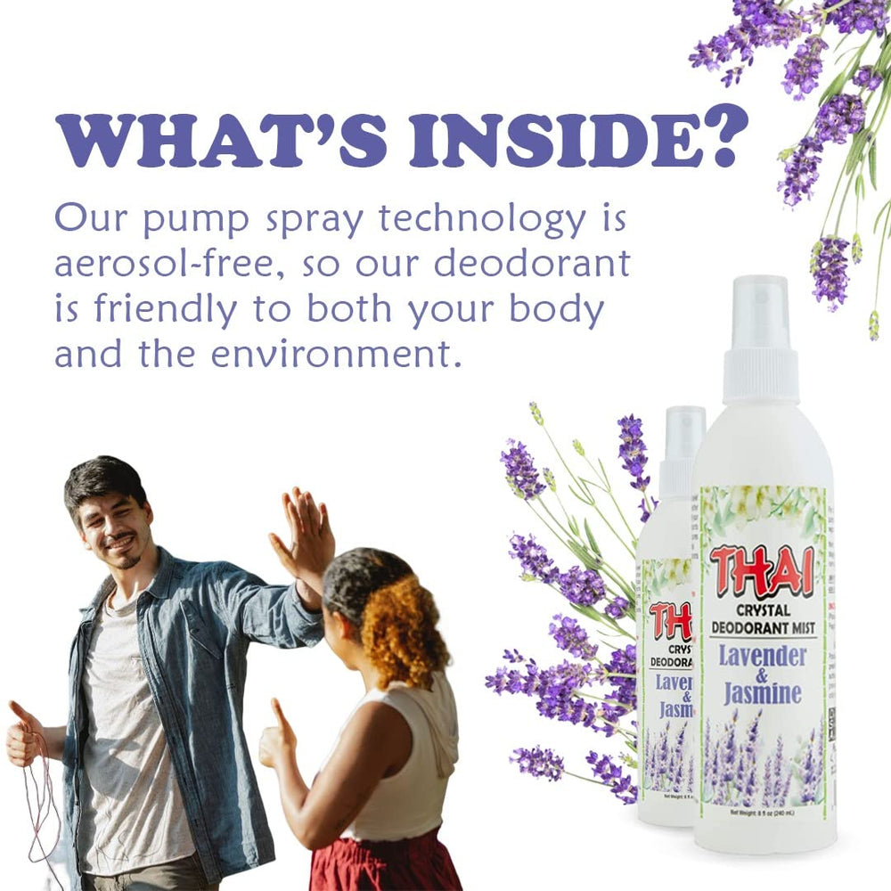 Thai Deodorant Stone Crystal Mist usage shot demonstrates simple application