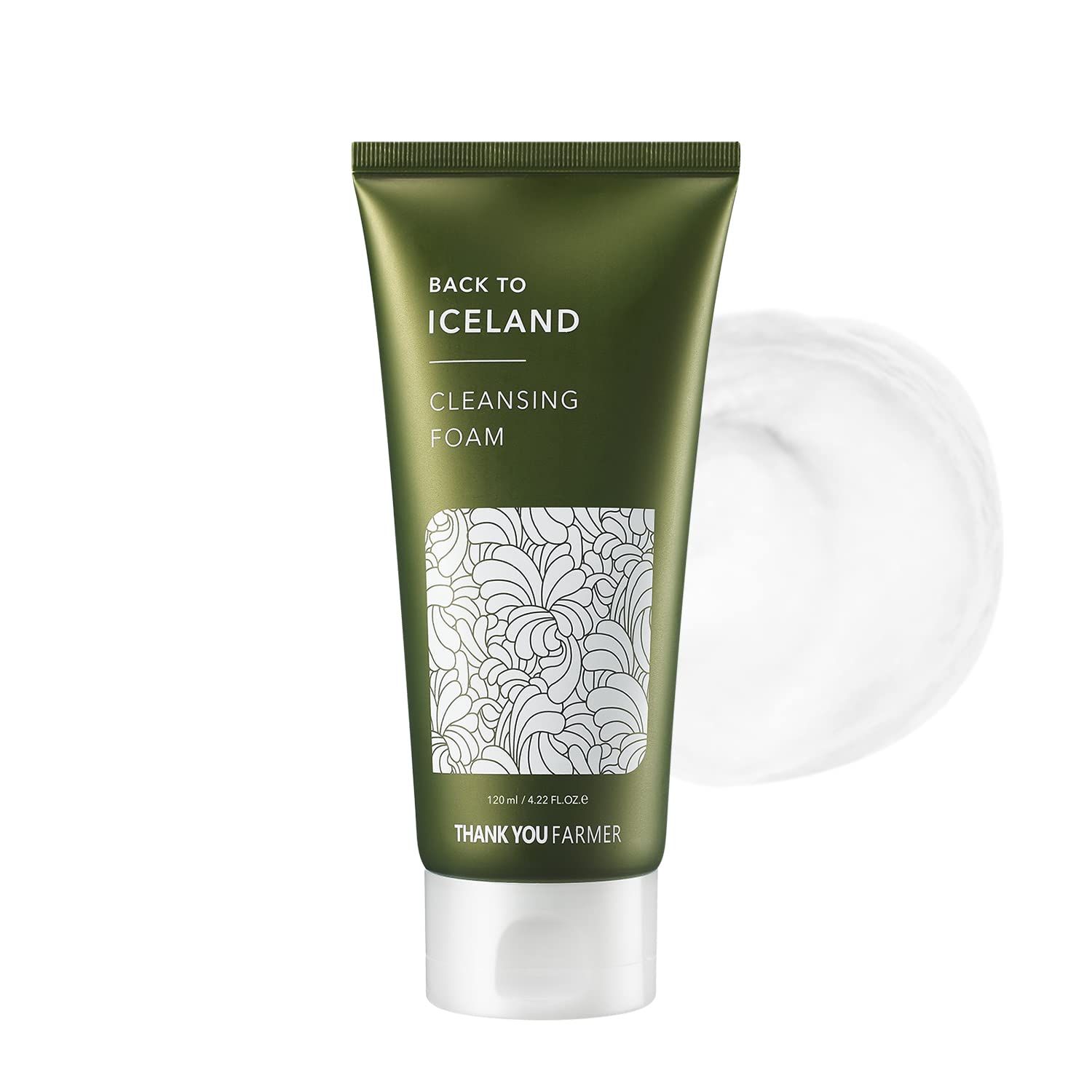 THANKYOU FARMER Back To Iceland Cleansing Foam bottle pouring for gentle cleanse