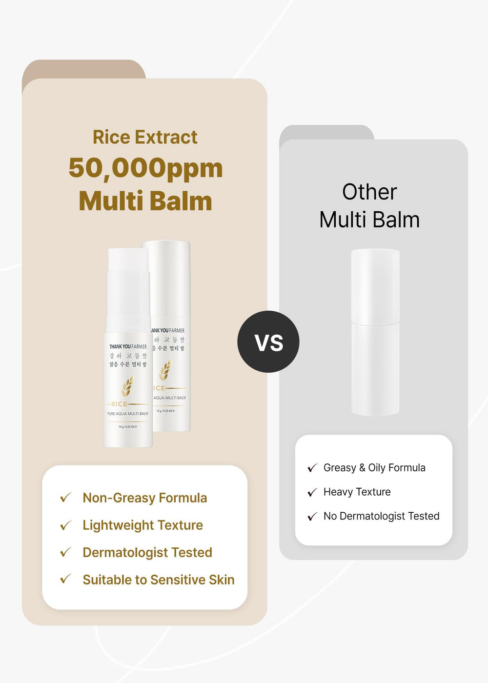 THANKYOU FARMER ingredients highlight rice extract, ceramides, and vitamins for nourishment