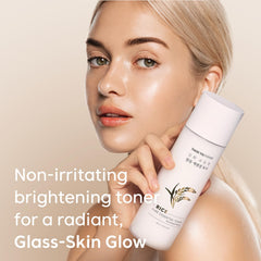 THANKYOU FARMER Rice Pure Korean Milk Toner dispense portion, easy skincare application.