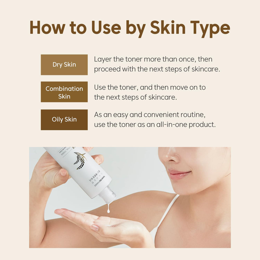 THANKYOU FARMER Rice Pure Korean Milk Toner liquid close-up, smooth texture ideal for sensitive skin.