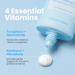 Thankyou Farmer Sun Project Moisture Sun Cream ingredients panel highlights Panthenol and Niacinamide