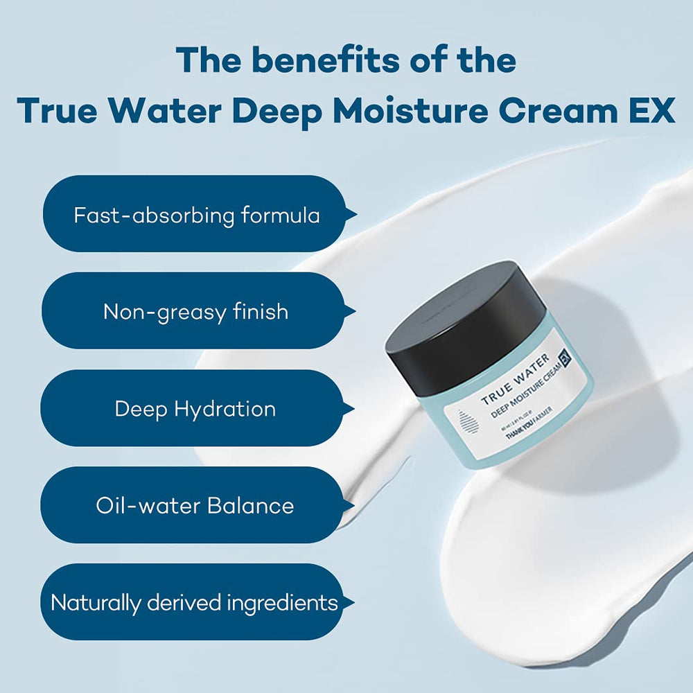 THANKYOU FARMER True Water Deep Moisture Cream EX spatula application shows smooth texture