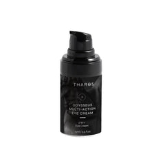 THAROS 3-in-1 Eye Cream packaging highlights vegan formula for all skin types.