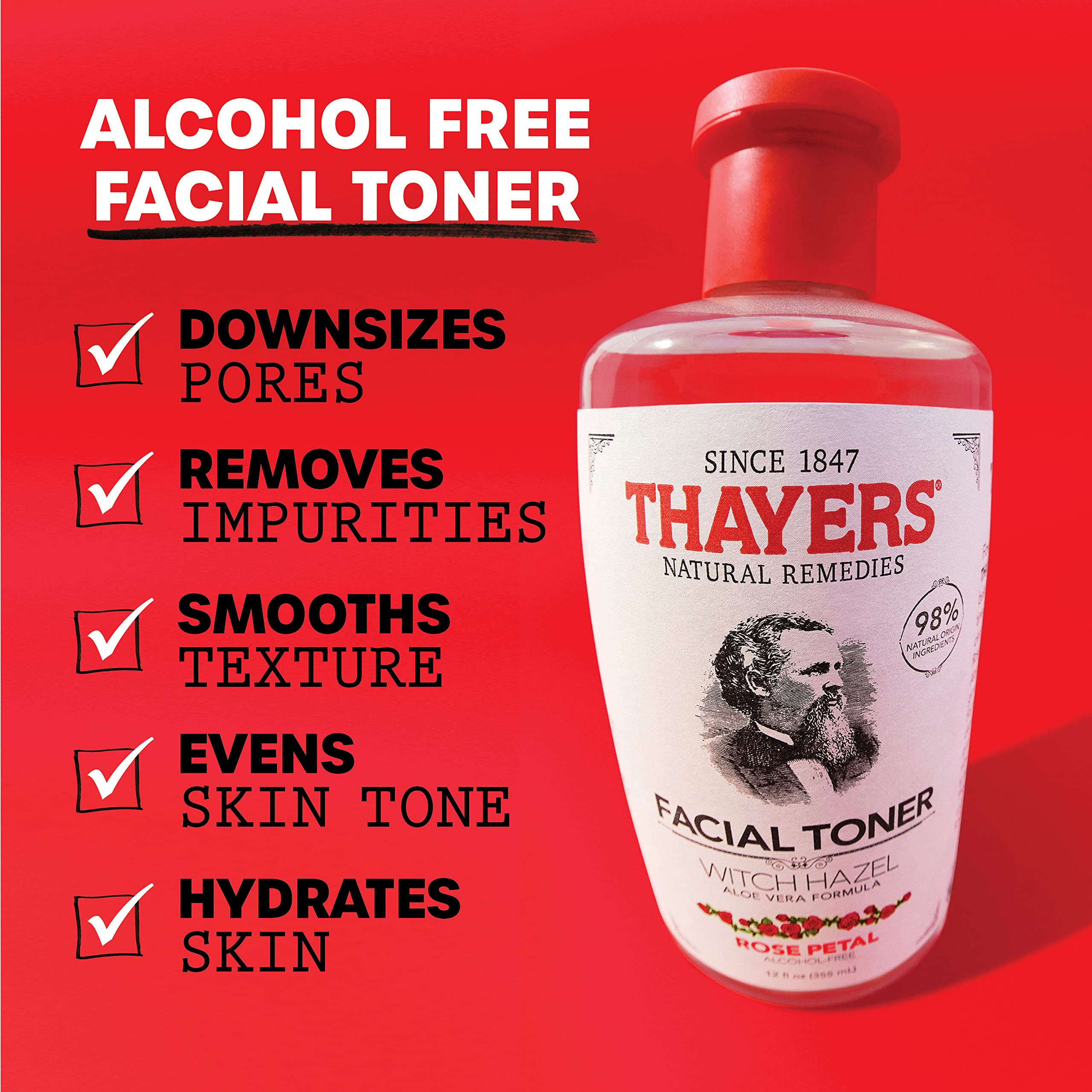 THAYERS Aloe Vera formula bottle highlighting soothing hydration.