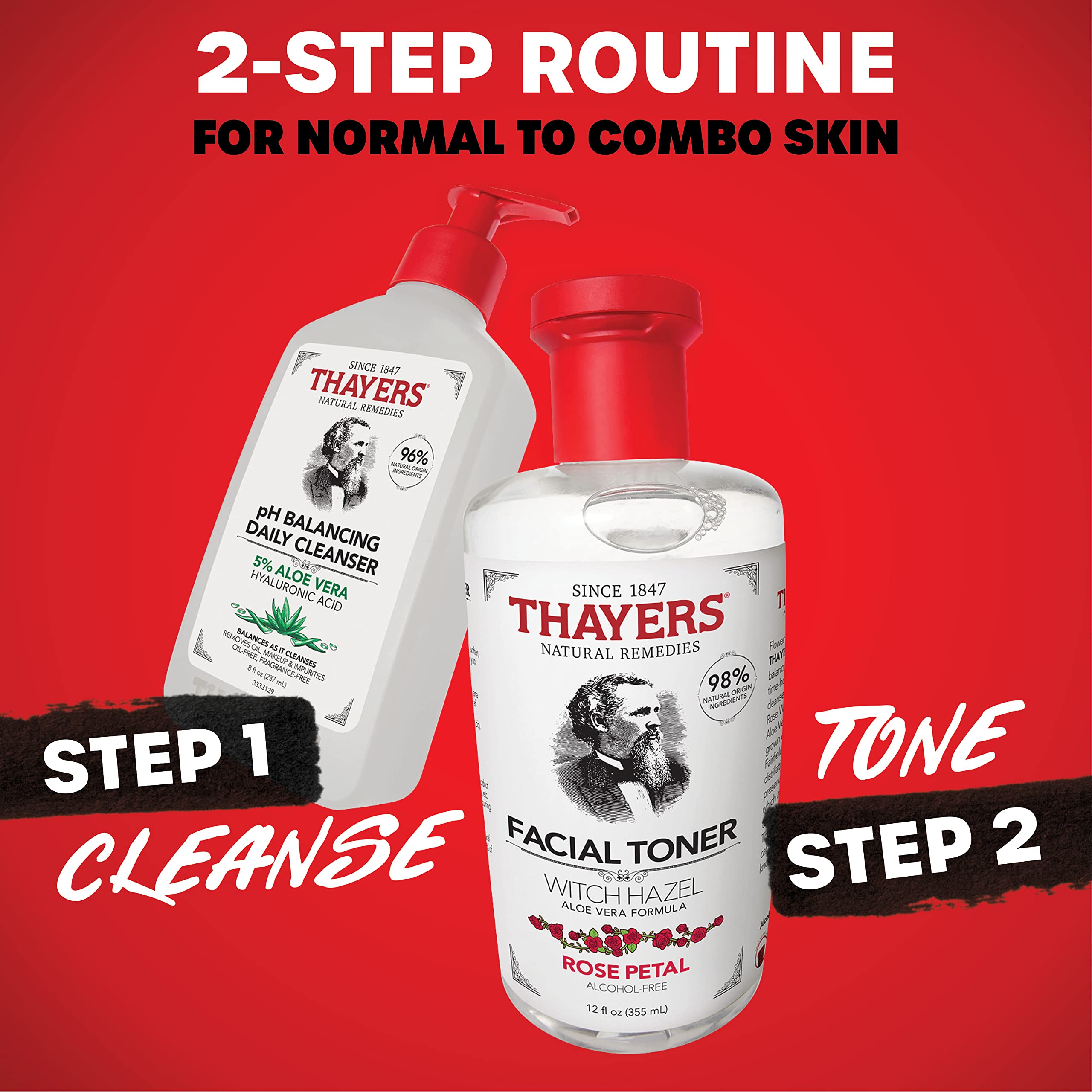 THAYERS Rose Petal Toner on vanity suggesting a dewy complexion.