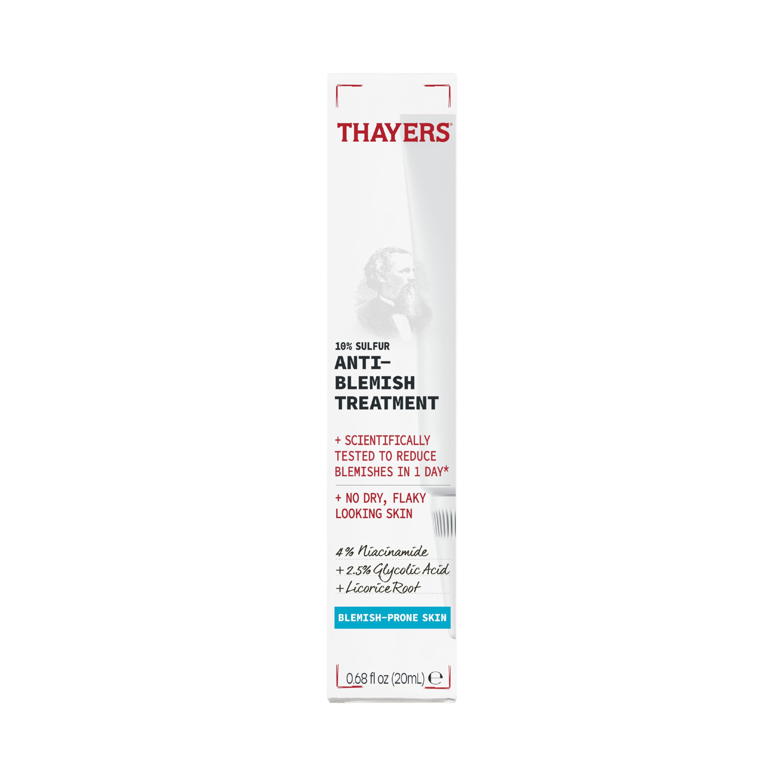 Applying THAYERS Rapid Acne Treatment to a blemish for targeted spot care.