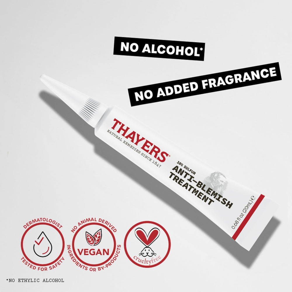 Front packaging of THAYERS Rapid Acne Treatment in a sleek compact design.