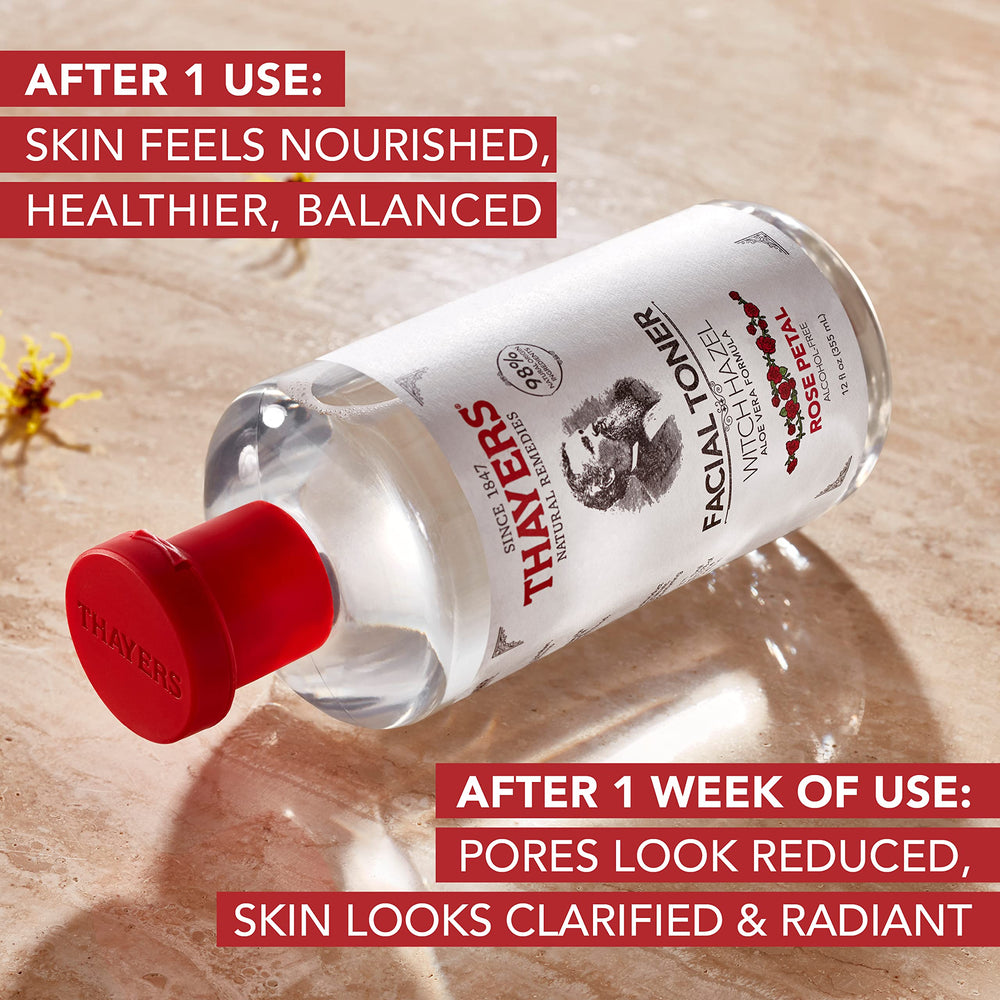 THAYERS Rose petals and formula, calming sensory experience during cleansing.