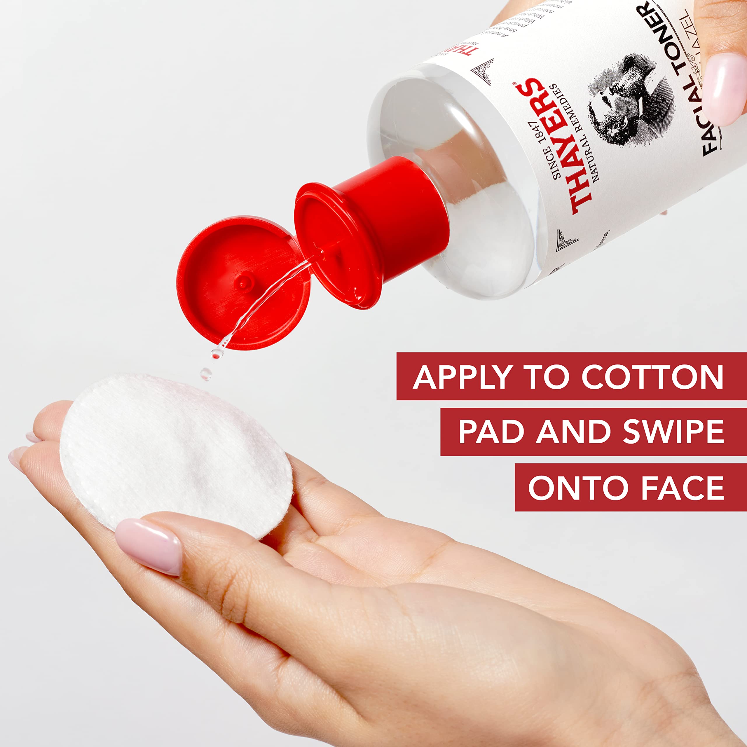 THAYERS Rose Water vial with petals, natural toning for refreshed complexion.