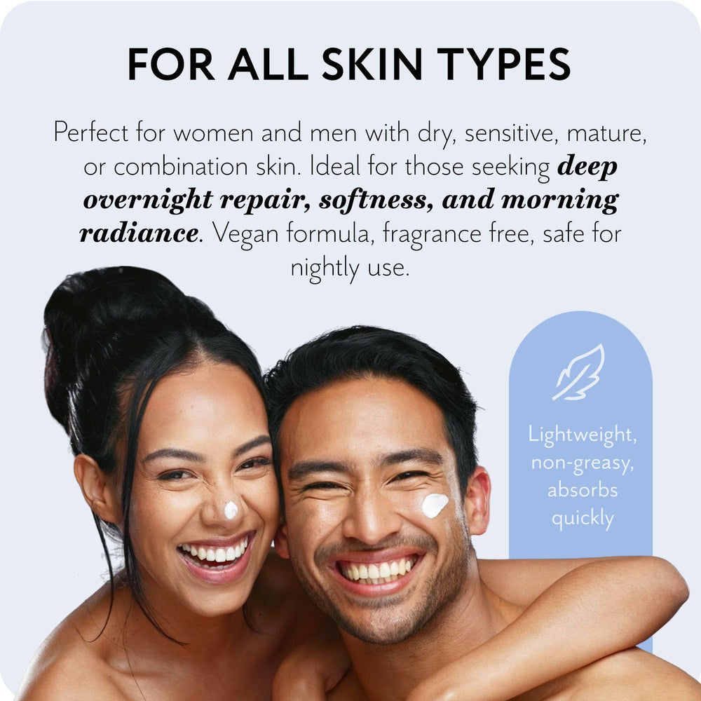 The Act Overnight Face Cream glow on skin hints at refreshed morning radiance.