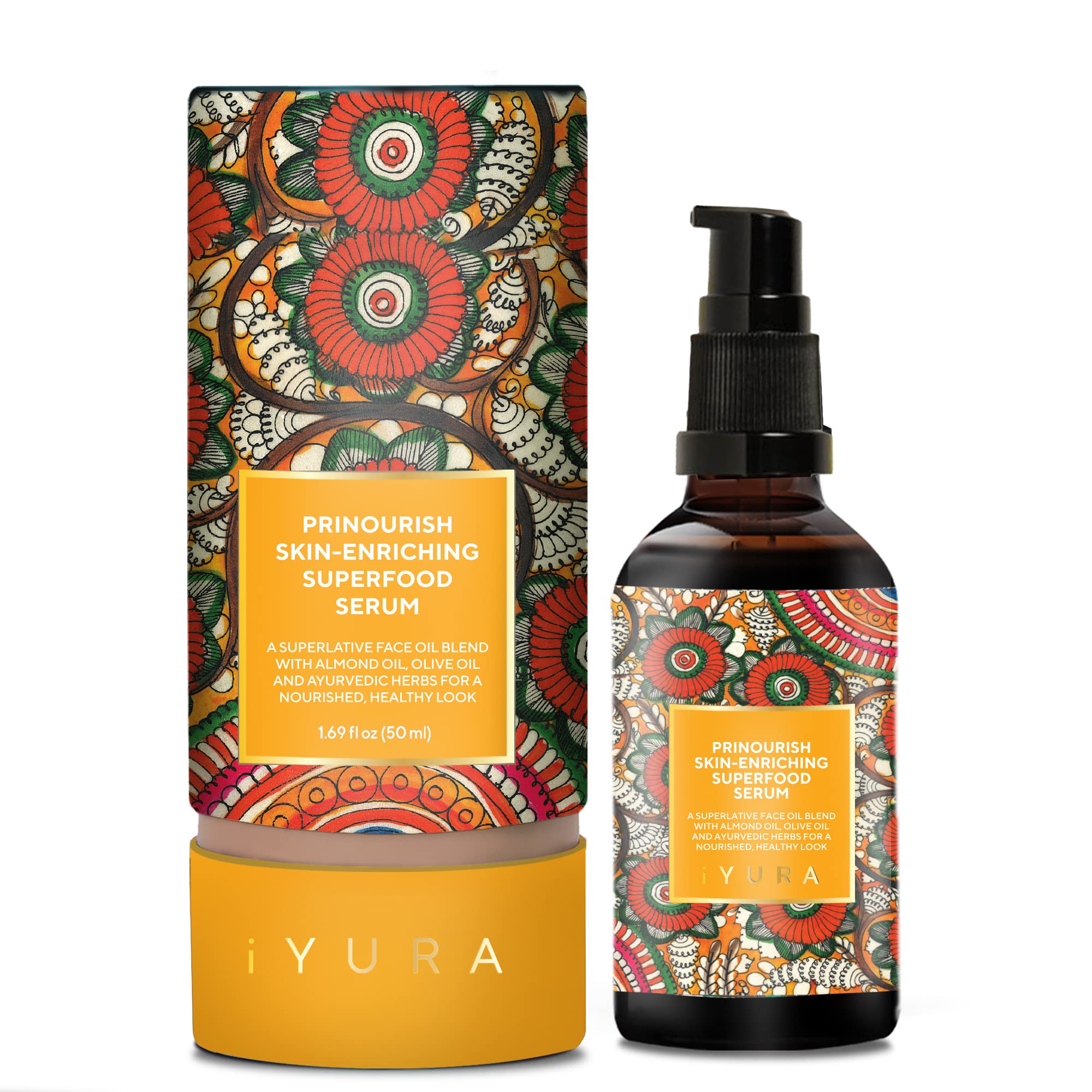 The Ayurveda Experience Prinourish bottle pour showing smooth oil flow for hydration.