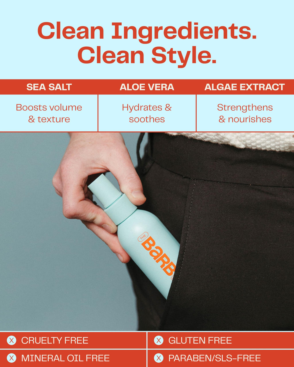 Fragrance-free formula from The Barb Shop Barb Sea Salt Spray