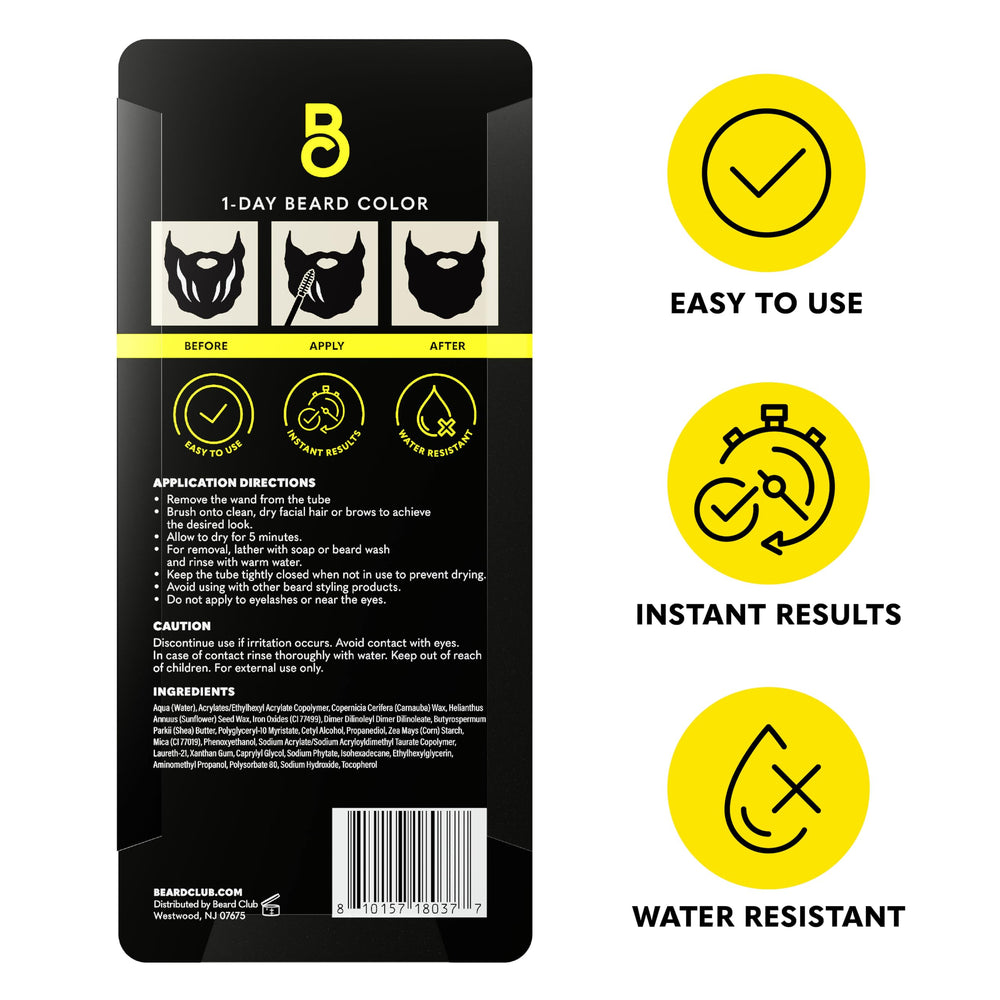 Bottle provides up to 30 applications for The Beard Club 1 Day Dye