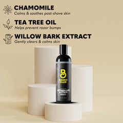 The Beard Club Aftershave balm application shows easy, non-greasy moisturizing after shaving.