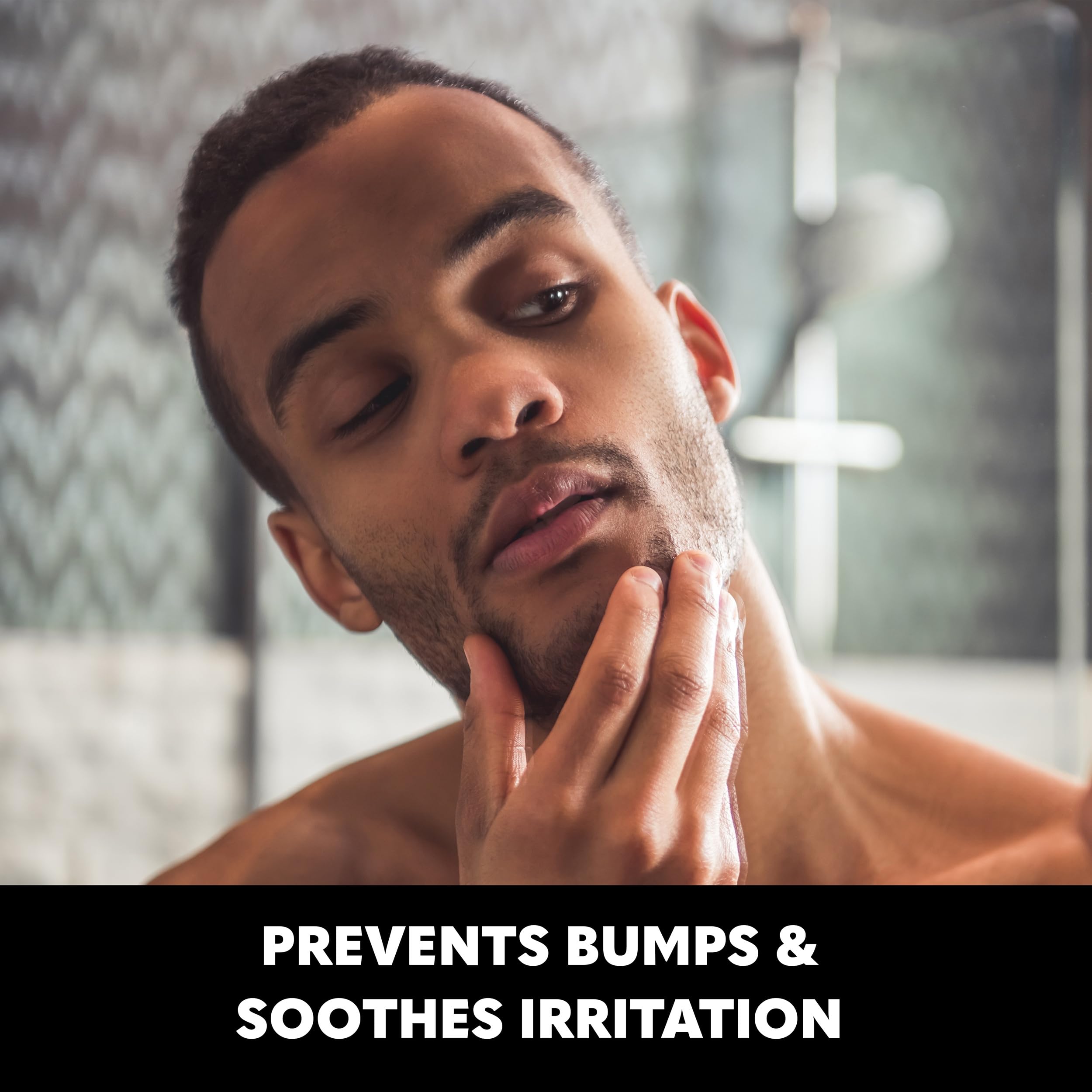 The Beard Club Aftershave skin smoothing highlights calming, redness-reducing effects for sensitive skin.