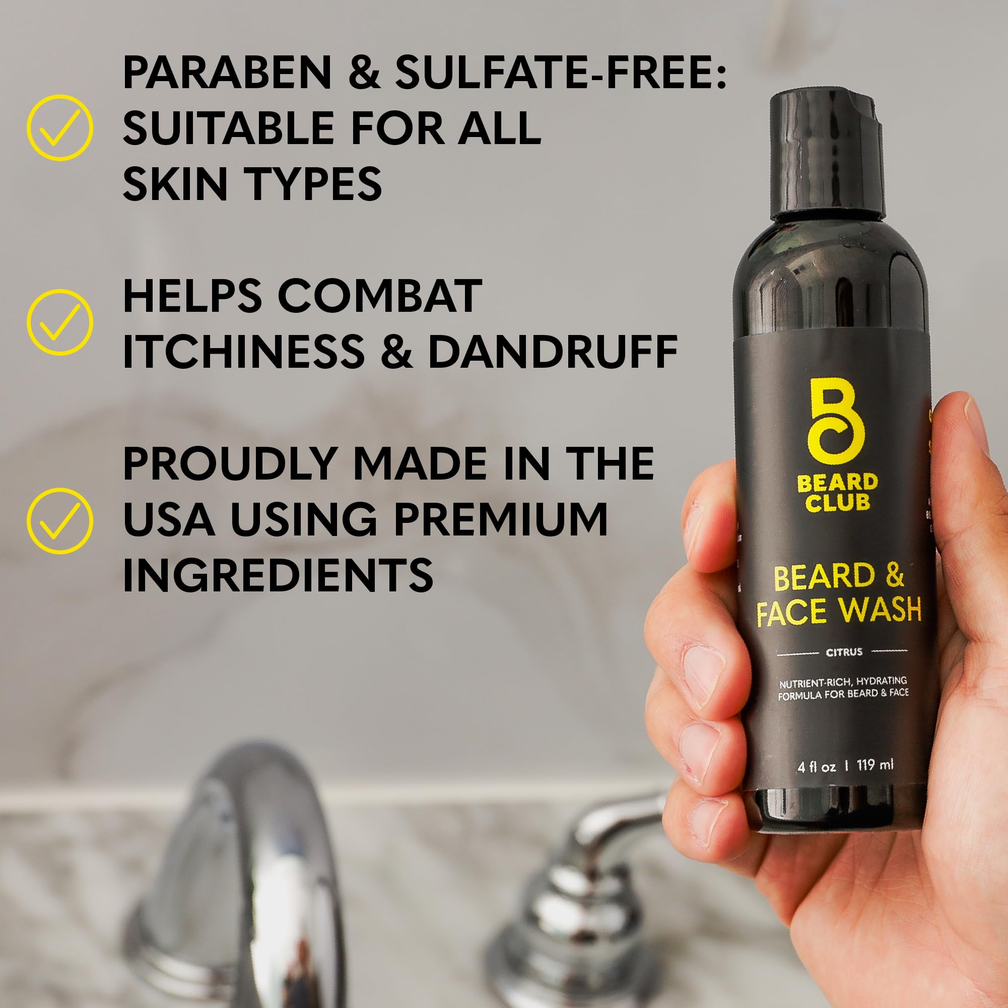 The Beard Club Citrus Beard & Face Wash on beard demonstrates hair-softening and smoother styling.