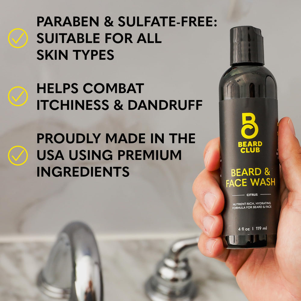 The Beard Club Citrus Beard & Face Wash on beard demonstrates hair-softening and smoother styling.